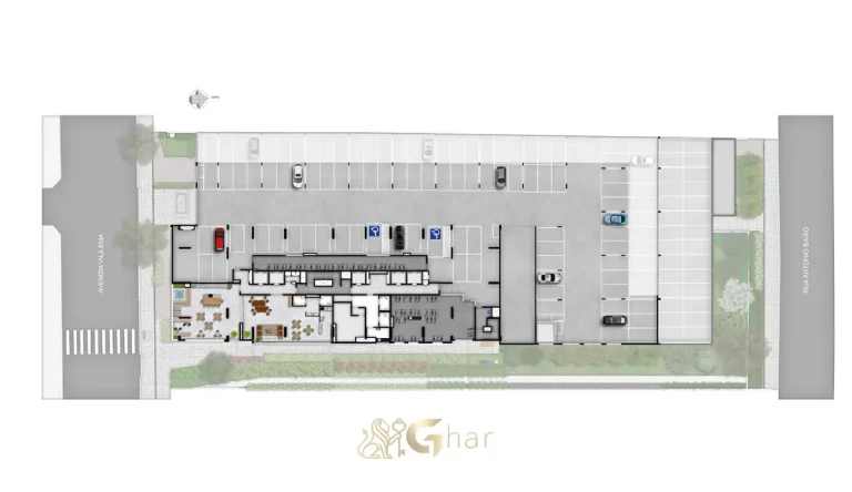 Planta de implantação do 2º pavimento do Prisma Condomínio Clube Vila Ema