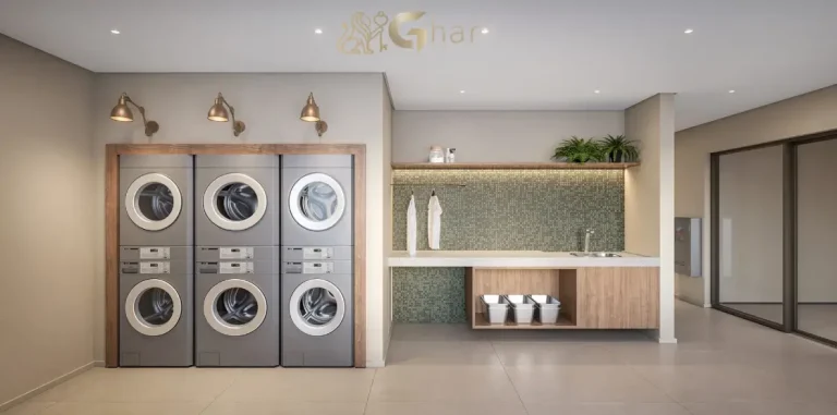 Lavanderia coletiva do Studios Paraíso by Lindenberg equipada e funcional