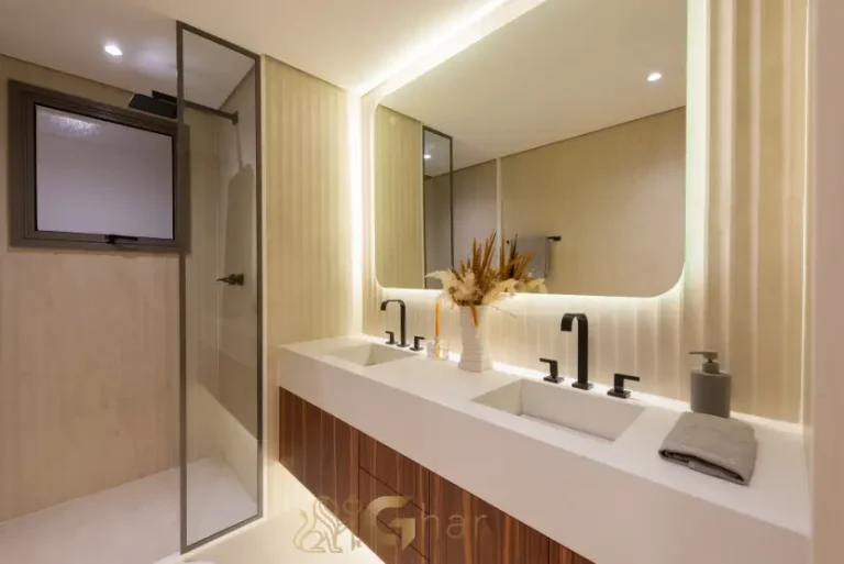 Banheiro da suíte do apartamento decorado 155m² The Grand Padre Adelino