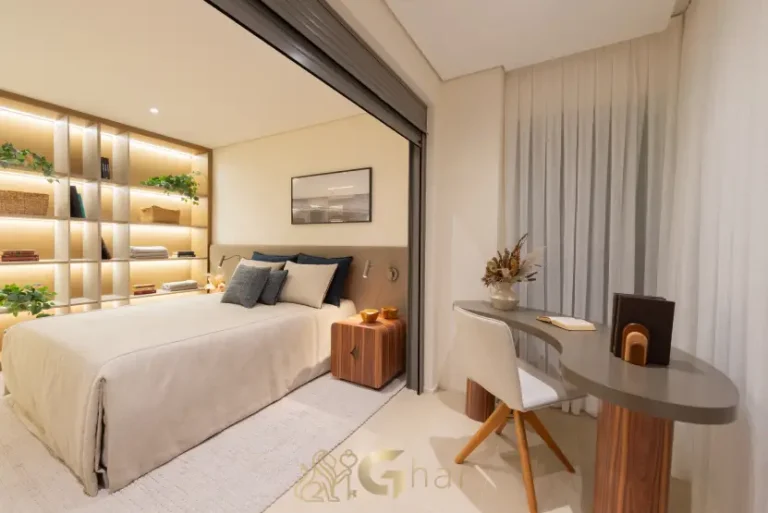 Quarto suíte decorado do apartamento 155m² no The Grand Padre Adelino Belém