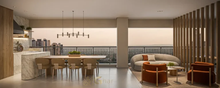 Terraço gourmet do apartamento decorado 117m² no The Grand Padre Adelino Belém