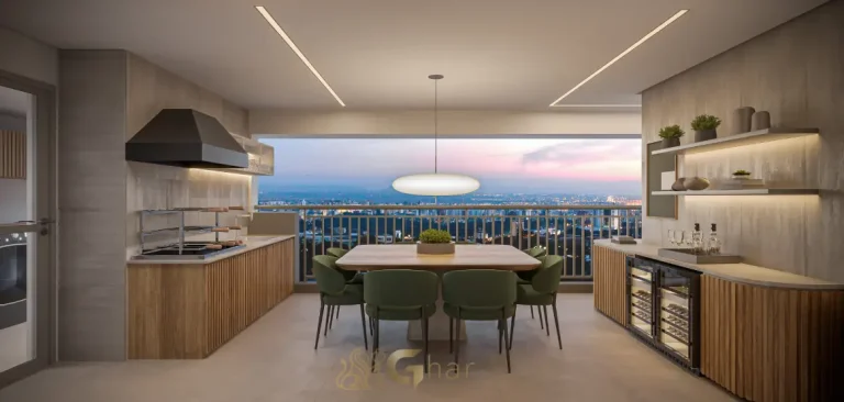 Terraço gourmet do apartamento decorado 125m² no The Grand Padre Adelino Belém