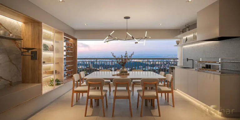 Varanda gourmet do apartamento decorado 155m² no The Grand Padre Adelino