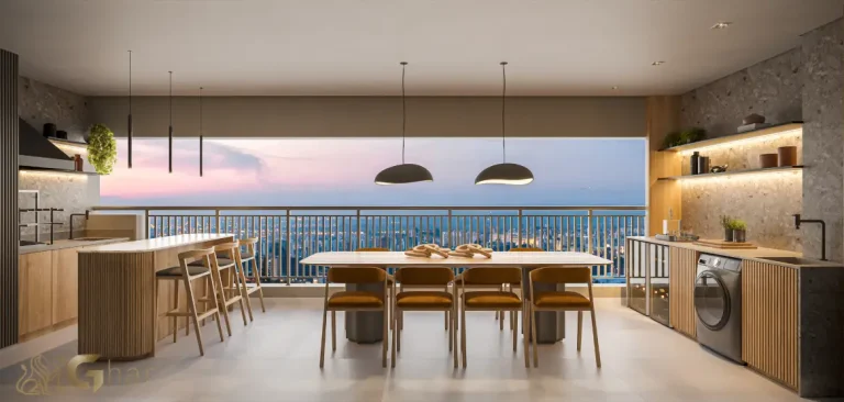 Terraço gourmet do apartamento decorado 74m² no The Grand Padre Adelino Belém