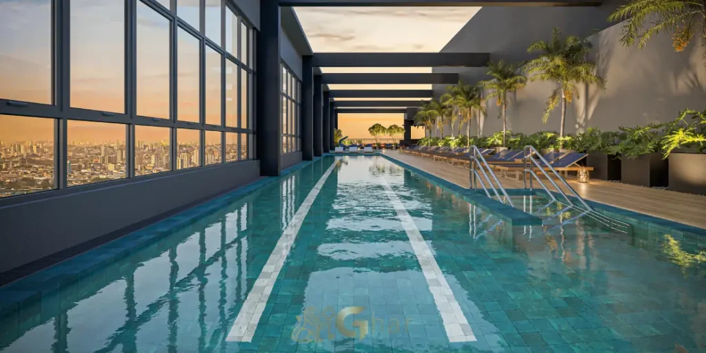 Piscina com raia de 25 metros no The Grand Padre Adelino Belém