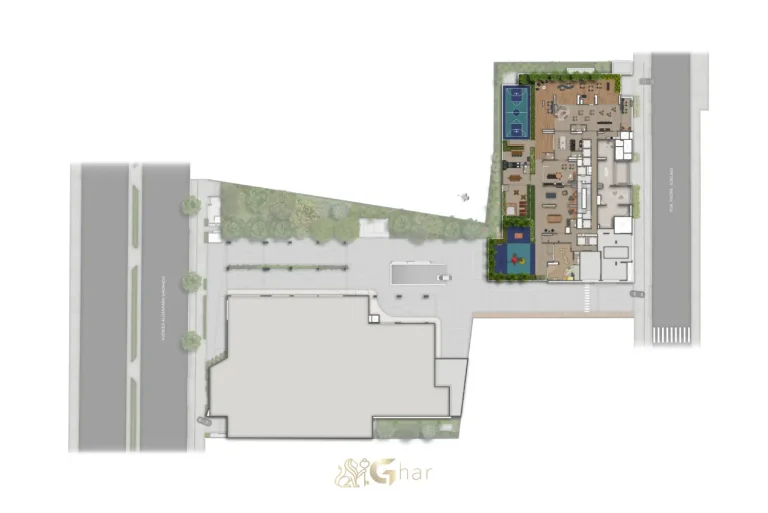 Planta de implantação das áreas de lazer do The Grand Padre Adelino Belém