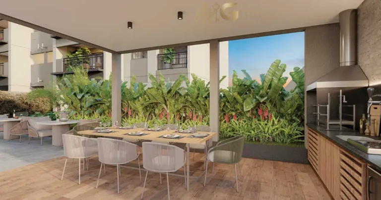 Churrasqueira do Torino Mooca Città integrada à área de lazer do condomínio