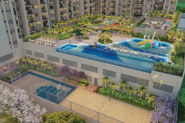 Vista aérea das piscinas e quadras do Torino Mooca Città na Mooca