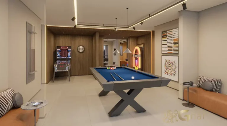 Salão de jogos do Torino Mooca Città com ambiente de lazer e entretenimento