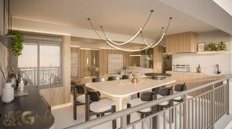 Varanda gourmet do apartamento decorado de 120 m² no Vértice Butantã Residences