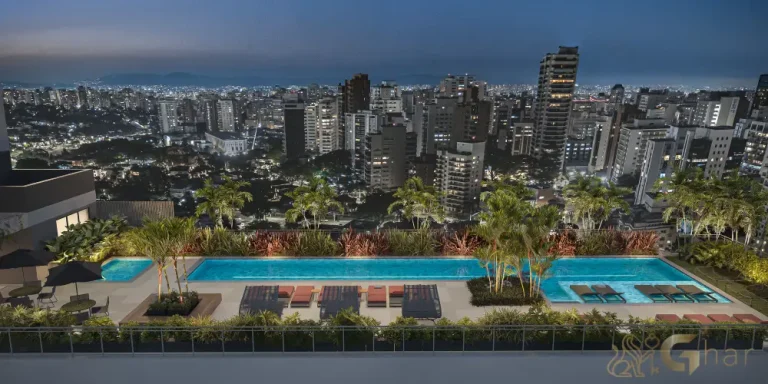 Piscina do condomínio Vértice Butantã Residences by Diálogo em São Paulo
