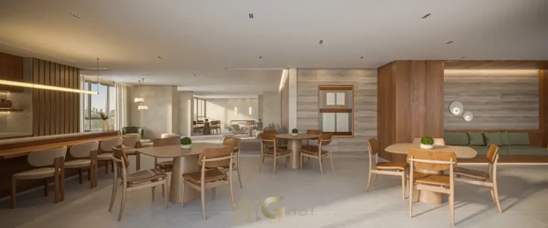 Salão de festas do Vértice Butantã Residences by Diálogo