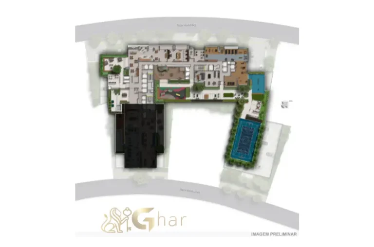 Planta de implantação do 2º pavimento do Vértice Butantã Residences by Diálogo