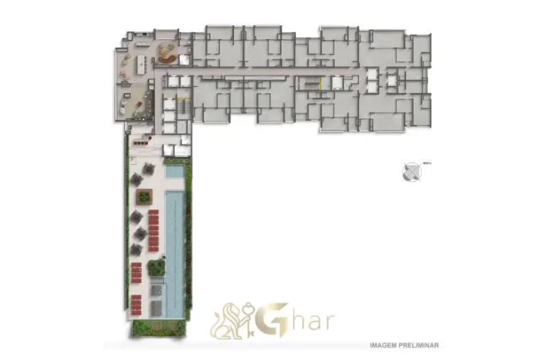 Planta de implantação do 24º pavimento do Vértice Butantã Residences by Diálogo