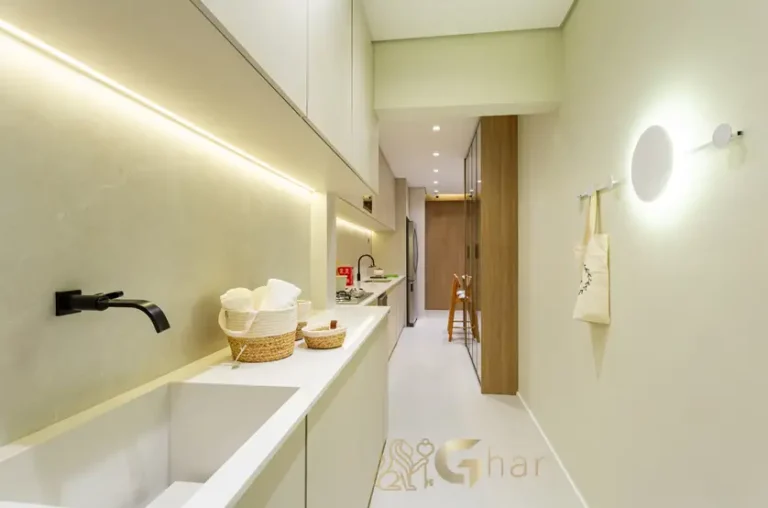 Área de serviço do apartamento decorado 118 m² no Vista Tatuapé Boulevard