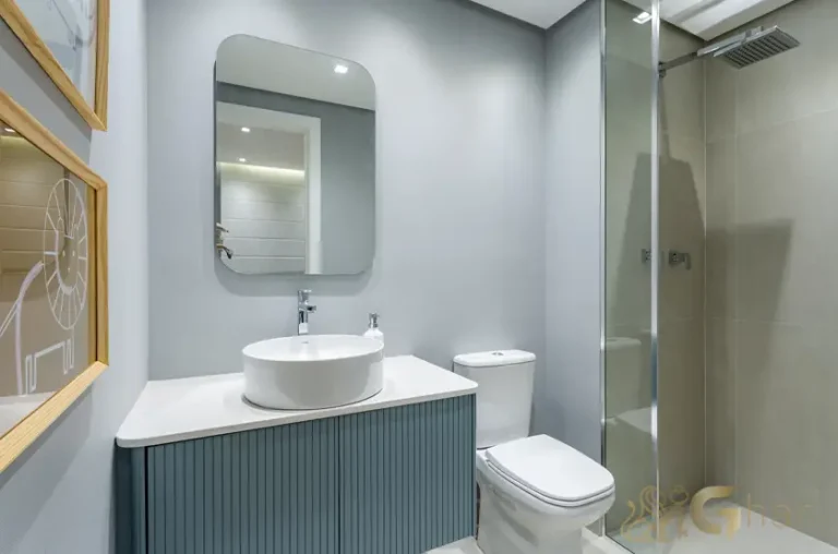 Detalhe do banheiro do apartamento decorado 118 m² no Vista Tatuapé Boulevard