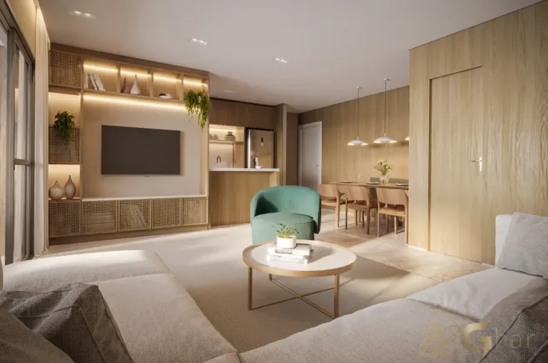 Living do apartamento decorado 91 m² no Vista Tatuapé Boulevard