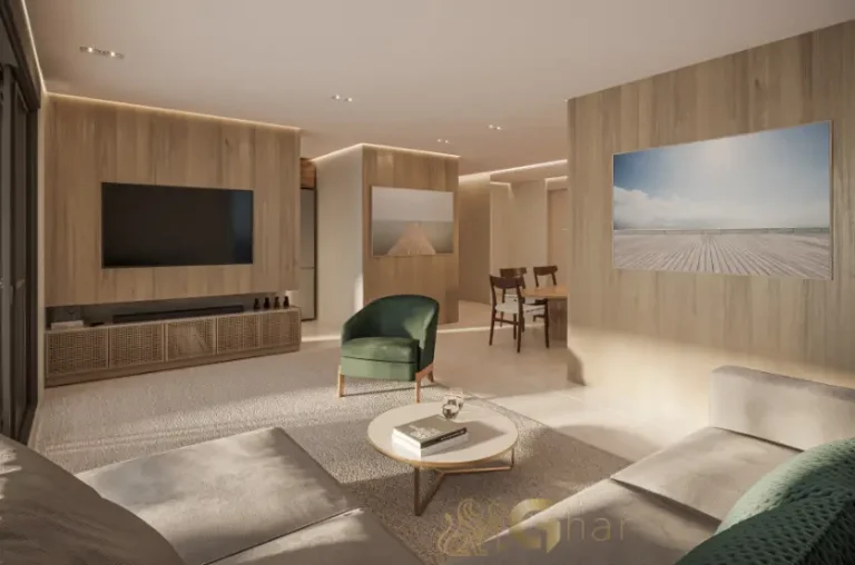 Living do apartamento decorado 97 m² no Vista Tatuapé Boulevard