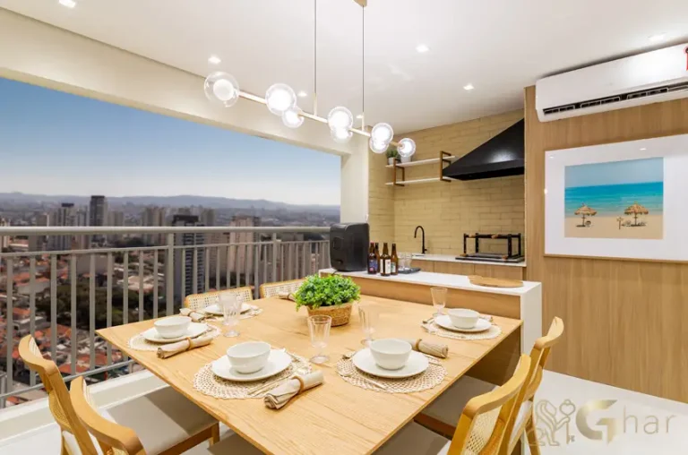 Terraço gourmet do apartamento decorado de 118 m² no Vista Tatuapé Boulevard