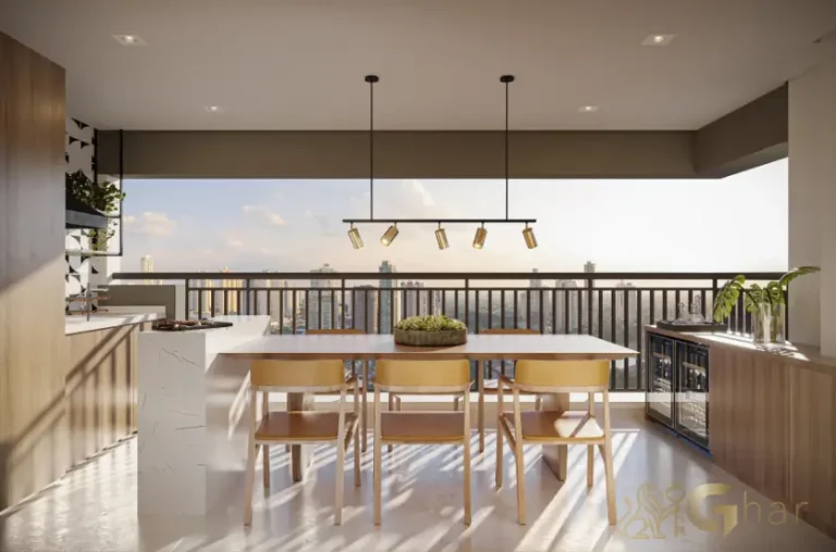 Terraço gourmet do apartamento decorado 69 m² no Vista Tatuapé Boulevard