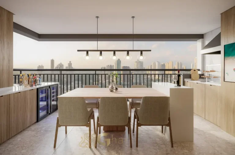 Terraço gourmet do apartamento decorado 91 m² no Vista Tatuapé Boulevard