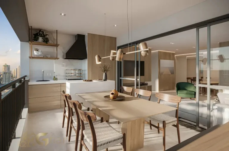 Terraço gourmet do apartamento decorado 97 m² no Vista Tatuapé Boulevard