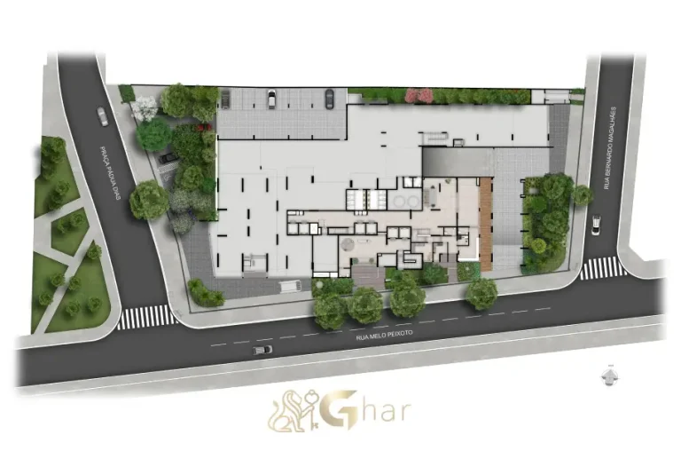 Planta de implantação do térreo do Vista Tatuapé Boulevard