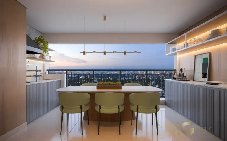 Terraço gourmet do apartamento decorado de 92 m² no Vitrine Tatuapé Condomínio Clube