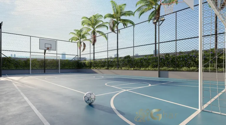 Quadra recreativa do Vitrine Tatuapé Condomínio Clube integrada ao lazer do condomínio