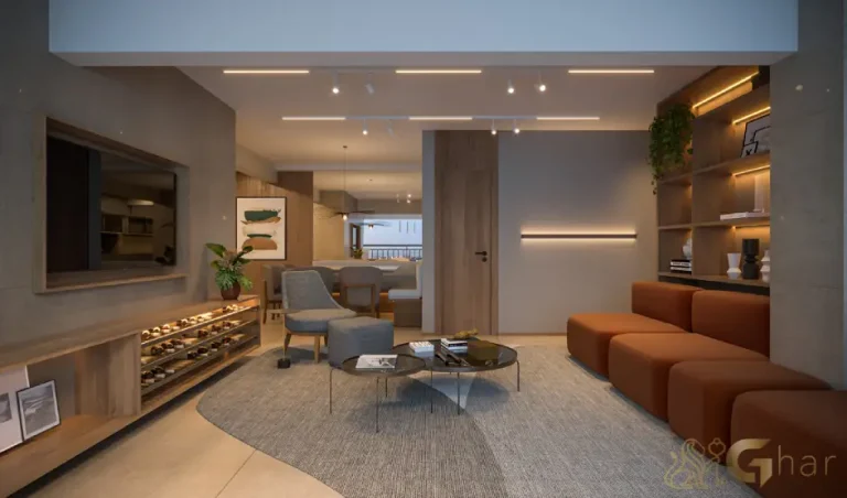 Living ampliado do apartamento decorado de 95m² no Walk Alto do Ipiranga