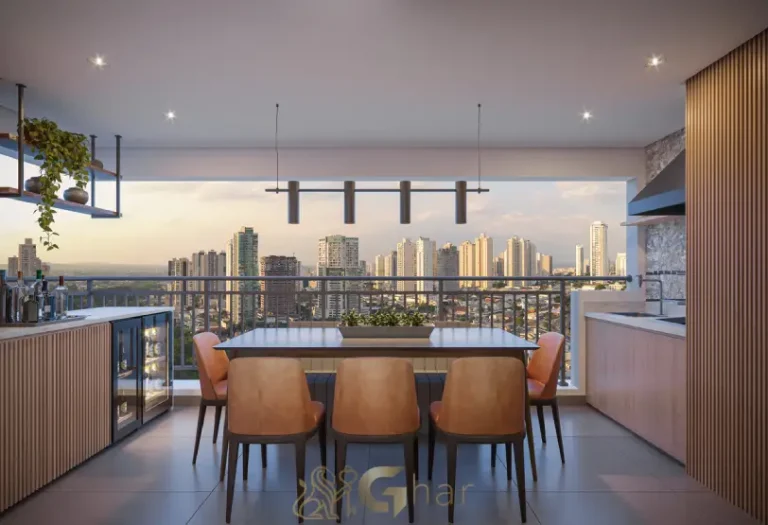 Terraço gourmet do apartamento decorado de 71m² no Walk Alto do Ipiranga