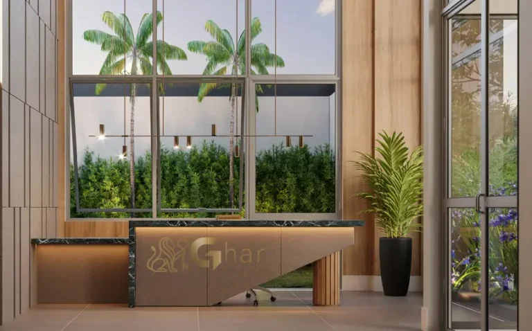 Hall de entrada das salas comerciais do Walk Alto do Ipiranga Offices no Alto do Ipiranga em São Paulo