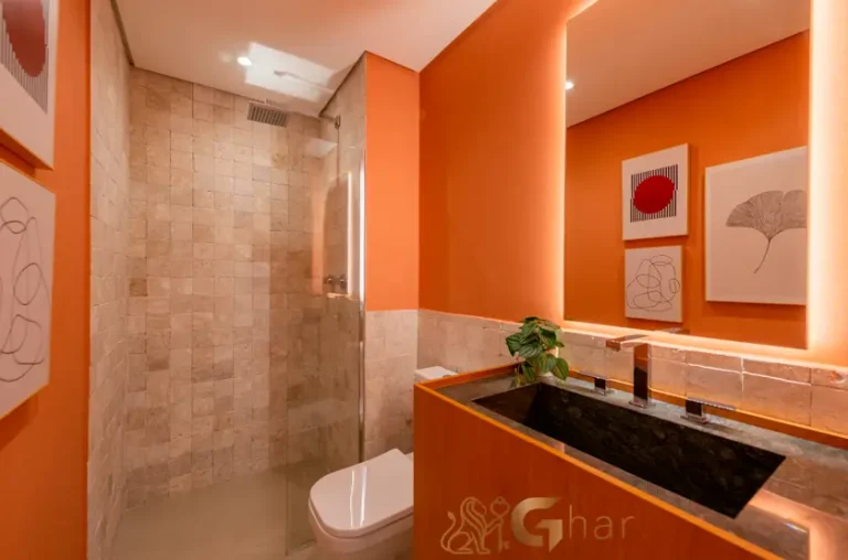 Lavabo do apartamento decorado de 91 m² no Walk Belém by Diálogo