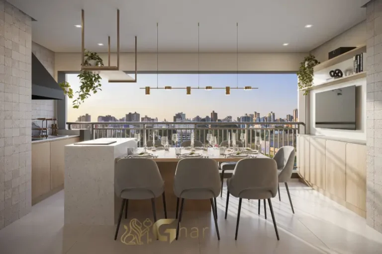 Apartamento decorado de 91 m² com terraço e churrasqueira no Walk Belém by Diálogo