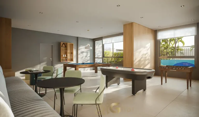 Salão de jogos do condomínio Walk Belém by Diálogo no bairro do Belém em São Paulo