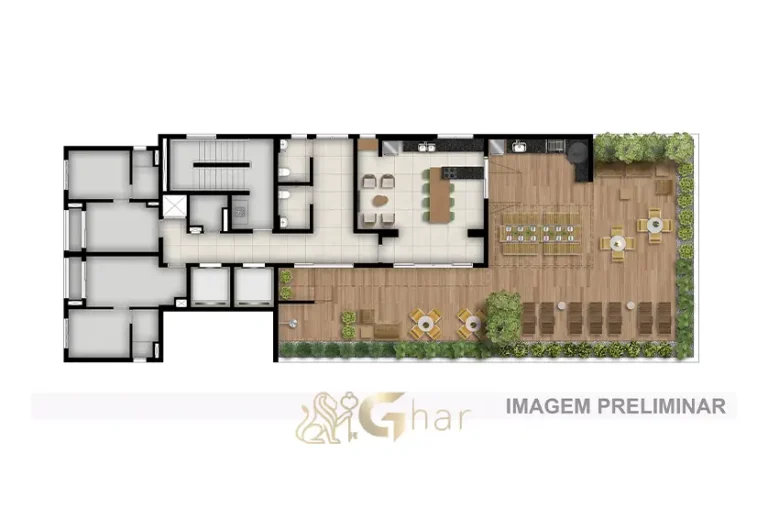 Planta de implantação do 13º pavimento com lazer no Walk Belém Smart by Diálogo