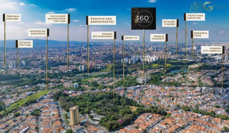 Vista aérea do bairro City América com o condomínio 360º Park View em São Paulo