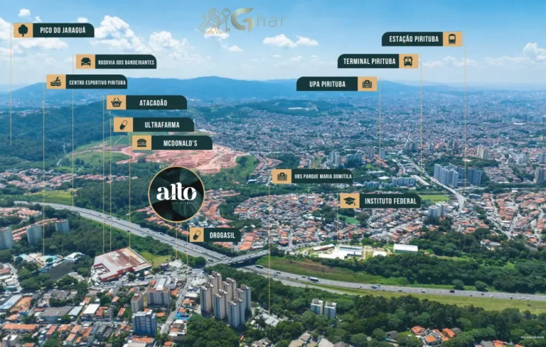Vista aérea do bairro de Pirituba a partir do Alto São Domingos, São Paulo