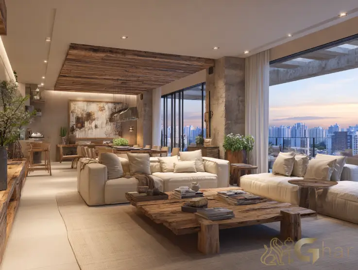 Sala de estar ampla em imóvel na Zona Sul paulistana com living integrado