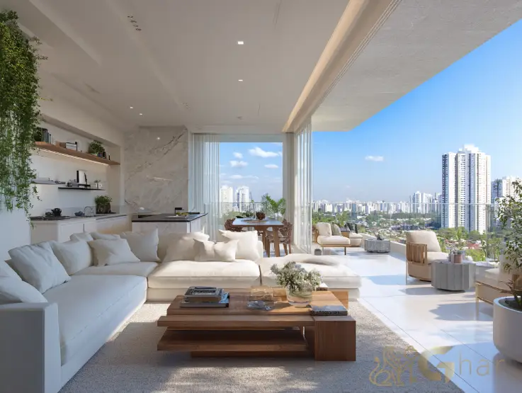 Sala com varanda em imóvel na Zona Sul da capital paulista ao living