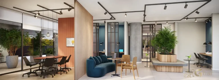 Planta de studio com terraço de 25,06 a 25,76 m² no Ar.que Vila Buarque em São Paulo