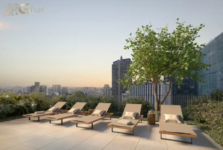 Solário no rooftop do condomínio Ar.que na Vila Buarque, apartamentos no centro de São Paulo