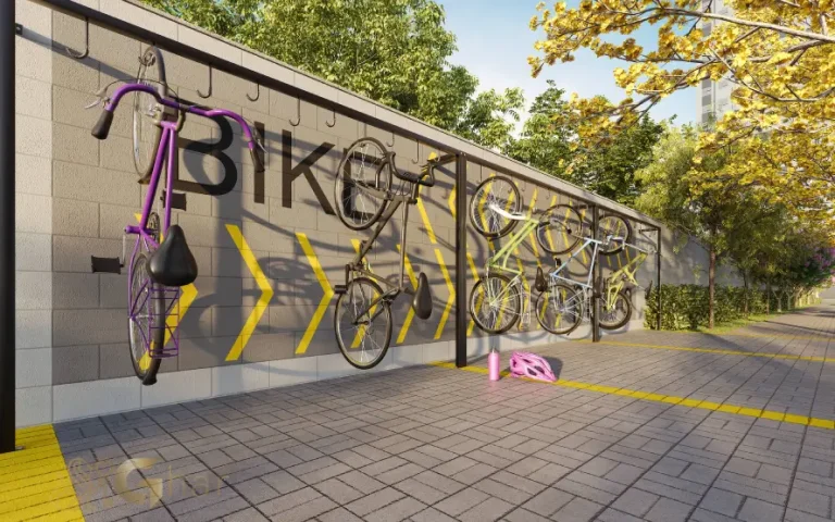 Bicicletário do condomínio Arte Santa Marina na Água Branca São Paulo