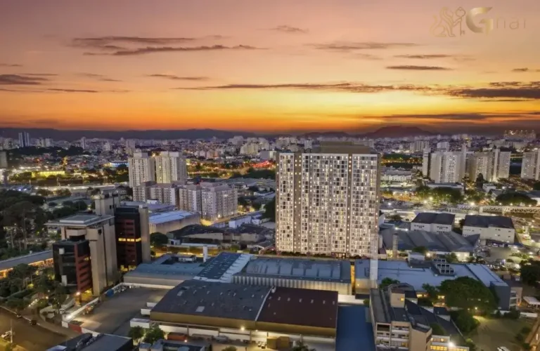 Vista por drone do condomínio Astro Santa Marina na Água Branca