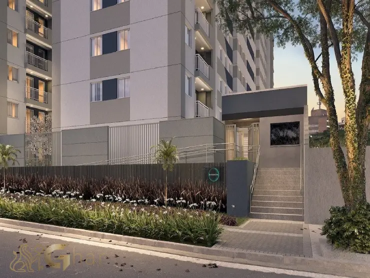 Portaria do condomínio Atmosfera Jaguaré com acesso controlado e design moderno