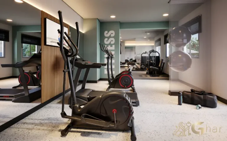 Academia fitness do condomínio Barra Funda 930 equipada para treinos em São Paulo