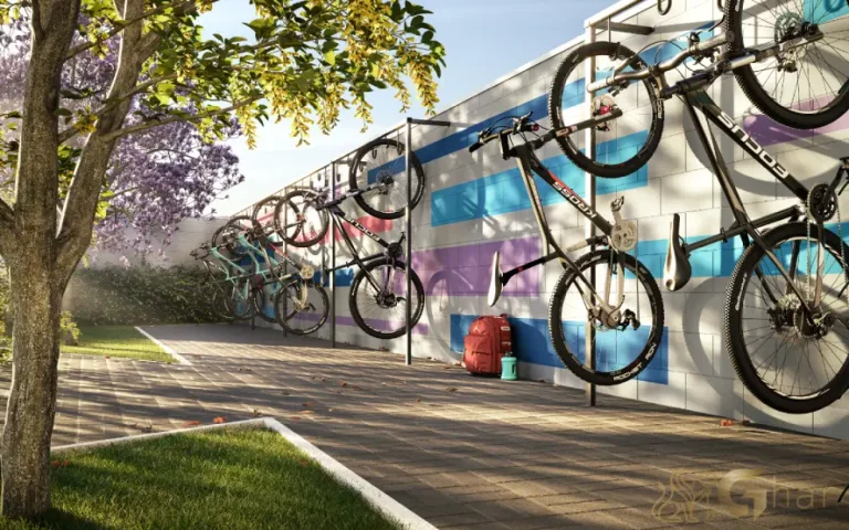 Bicicletário do condomínio Barra Funda 930 com espaço para bicicletas em São Paulo