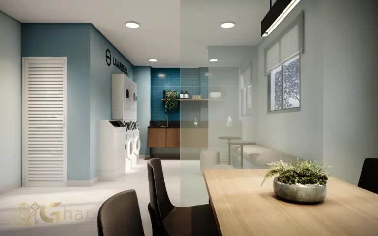 Lavanderia compartilhada do condomínio Barra Funda 930 com praticidade e conveniência em São Paulo