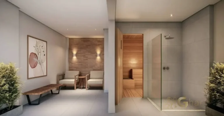 Sauna com ducha do condomínio Barra Funda 930 para relaxamento