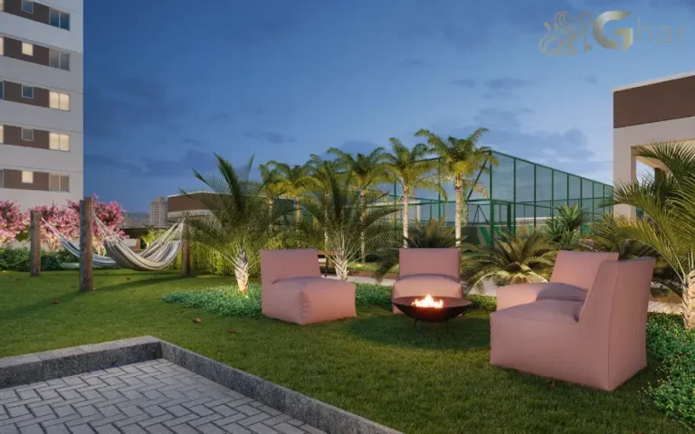 Praça do fogo do condomínio Cidade Central no Pari, Centro de São Paulo, com área de convivência ao ar livre